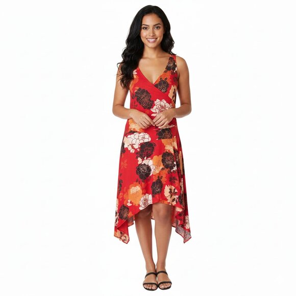 Kenneth Cole New York Dresses & Skirts - Kenneth Cole New York Red Floral Asymmetrical Dress | Size 6